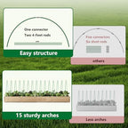 Garden Greenhouse Hoops Kit 15 Sets -2-Section Design, 8ft Grow Tunnels Poles Plant Raised Beds, 30 Pcs 4ft Solid Fiberglass Support Stakes 15 Metal Connectors -Quick Assembly No Loose Parts (Green) - Image 4