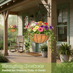 4 Pack 14 Inch Hanging Baskets for Plants Outdoor Metal Hanging Planter Hanging Flower Baskets with Coco Fiber Liners Chain Round Wire Plant Holder Hanging Flower Pots(Watermelon) - Image 6