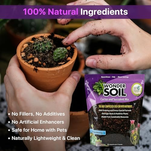 WONDER SOIL | Organic Cactus & Succulent Soil Mix (12 Quarts) | Fast Draining Living Coco Coir Loaded w/Nutrients | Ready to Plant Indoor/Outdoor Peat-Free Potting Soil | 3 LB Expands to 12 Quarts - Image 6