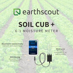 EarthScout Soil Cub Plus | 6-in-1 Soil Moisture Meter, Thermometer & Water Gauge for Plants | Research-Grade Professional Bluetooth GPS Meter Soil Moisture, Temp, Soil EC, Pore Water EC - Image 2