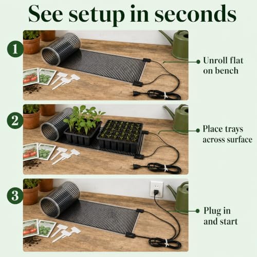 Seedling Heat Mat 11 in x 48 in, Even Heating, Water-Resistant Pad - Image 5