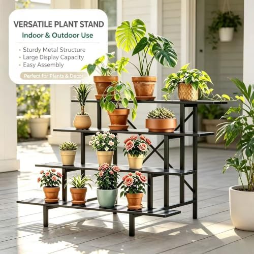 Zhongma 4 Tier Sturdy Heavy Duty Metal Plant Stand indoor & outdoor - Image 5