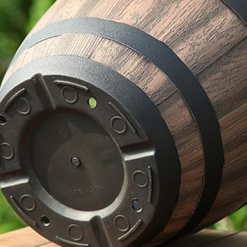 Plant Pot Faux Whiskey Barrel Shape Garden Pots and Planters, Plastic Indoor Outdoor Yard Patio Flowerpot Flower Pot Barrel Planter 12×12×8.9” - Image 4