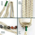 JOYFULMUZE- Macrame Hanging Planter, 7 Chakras Crystals Healing Stones, Spiritual Gemstones Indoor Wall Hanging Planter, Beaded Plant Holder, Large Ivory XL 43 Inches - Image 4