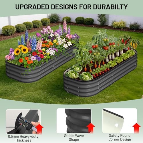 Galvanized Raised Garden Bed, 2Pcs Raised Garden Beds Outdoor, Rectangle Planter Raised Beds with Gloves and Rubber Edge Trim for Vegetables, Flowers and Herbs - Image 5