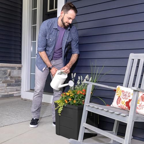 Step2 Lakewood Planter Box 2-Pack, Resin Outdoor Window Box Planters, Self-Watering, Black - Image 5