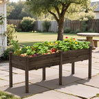 Yardenaler 72x23x30in Raised Garden Bed with Legs, 2x6FT Outdoor Elevated Wood Planted Box with Divider Panel & Drainage Hole for Vegetable Flower, Backyard and Patio, Rustic by Yardenaler