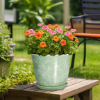 12 Inch Pots for Plants, Ceramic Plant Pots with Drainage, Green - Image 4