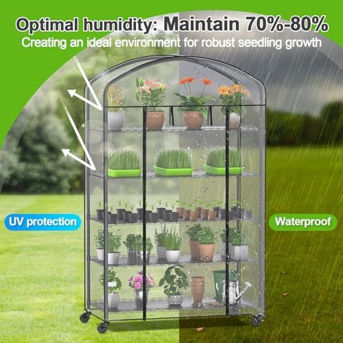 5-Tier Greenhouse with Caster Wheel, Shelf Height Adjustable Metal Shelf - Image 6