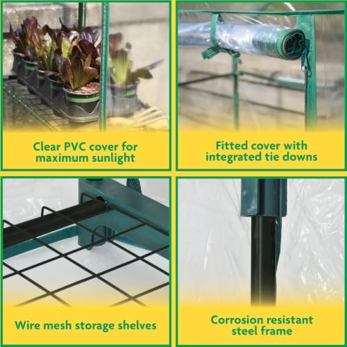 Miracle-Gro 4-Tier Greenhouse, Removable Shelves, Clear, 23"x17"x57" - Image 6