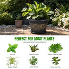 Usocik 16 Inch Outdoor Planters, 4 Pack, Gold Retro Floral - Image 5