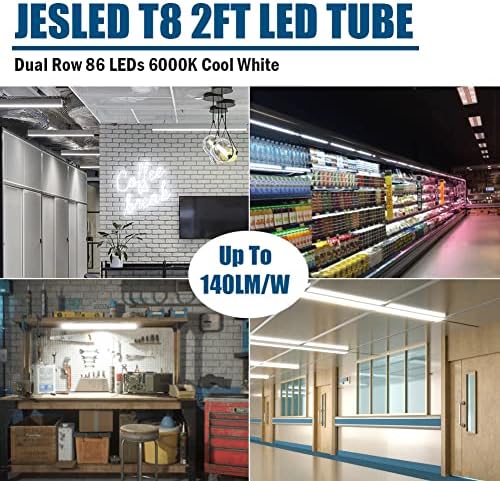 JESLED 2FT T8 LED Tube Light, 6000K Cool Bright White, 4 Pack - Image 6