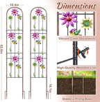 Metal GardenTrellis, Arched Fence Trellis Plant Support Trellises, Supporting Plants Outdoor Decoration for Climbing Plants Lawn Yard Patio Backyard Wall Brackets (Bird+Pink Flower) - Image 2