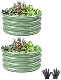 Gartist 2 pcs 2×2×1 ft Round Metal Raised Garden Bed, Light Green Galvanized Outdoor Planter Box for Vegetables, Fruits, Flowers & Herbs by Gartist
