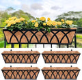 LaLaGreen Outdoor Railing Planter (24 in, 4 Pack) Black Flower Box Holder by L%C3%A1L%C3%A1Green