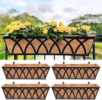 LaLaGreen Outdoor Railing Planter (24 in, 4 Pack) Black Flower Box Holder by L%C3%A1L%C3%A1Green