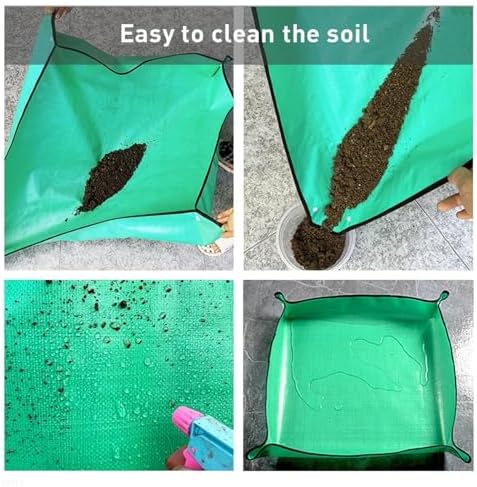 Repotting Mat Planting Mat Waterproof Foldable Garden Mat Garden Potting Pad for Flowerpot Transplanting Mixing Soil Plant Pruning Garden Tool(Orange 100x100CM Set) - Image 5