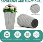 Autodaya 20" Resin Outdoor Tall Planters Set of 2, Ivory Fluted - Image 5