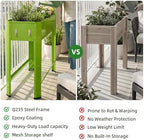 Green Elevated Metal Raised Garden Bed with Legs, Outdoor Raised Planter Box, 7.9" Deep Q235 Steel Raised Planter with Drainage, 2 Hooks & Bottom Storage Shelf for Patio, Yard, Herbs, Vegetables - Image 5