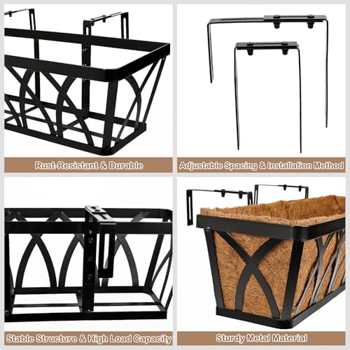 24 Inch Window Box Planter with Coco Liner for Hanging Outdoor Plants - Image 3