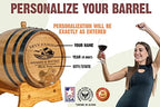 Personalized 1 Liter Oak Aging Barrel with Stand, Bung, and Spigot - Age Wine, Cocktails, Bourbon, Whiskey, Beer and More! Laser Engraved Bistro Design (B314) - Image 4