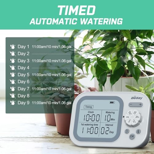 Automatic Plant Waterer Self Watering System Indoor for 15 Potted Plants Pack of 2, Auto Drip Irrigation Kit Programmable Water Timer w Smart Humidity Detection - Image 4