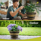 Headwind Whiskey Barrel Planter – 20 Inch New Wood Barrel Planters for Outdoor Plants – Weather-Resistant Flower Pot with Wooden Finish – Decorative Indoor & Outdoor Garden Planter by Robert Allen - Image 6
