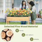 GIANTEX Raised Garden Bed, Elevated Wood Planter Box with Liner, 47"x23"x30" Freestanding Raised Bed for Indoor Outdoor Plants, Vegetables Flower Herbs Fruit Gardening - Image 6