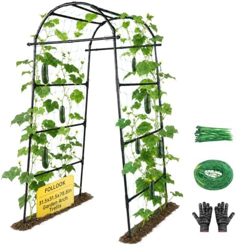 FOLLOOK Garden Arch Trellis for Climbing Plants Outdoor, 6.7ft, Black by follook