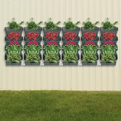 Wall Planters 24 Pack Vertical Garden Planter with Self Watering Army Green - Image 5