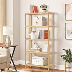 5-Tier Bamboo Freestanding Multi-use Shelf Unit Bookshelf Bookcase - Image 2