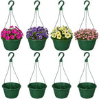 8 Pcs 10 Inch Modern Euro Swirl Hanging Planter Uv-Resistant Plastic Hanging Basket Smart Drainage Lightweight Indoor Outdoor Flower Pots for Garden Porch Balcony Patio Home Decor (Green) by Romooa