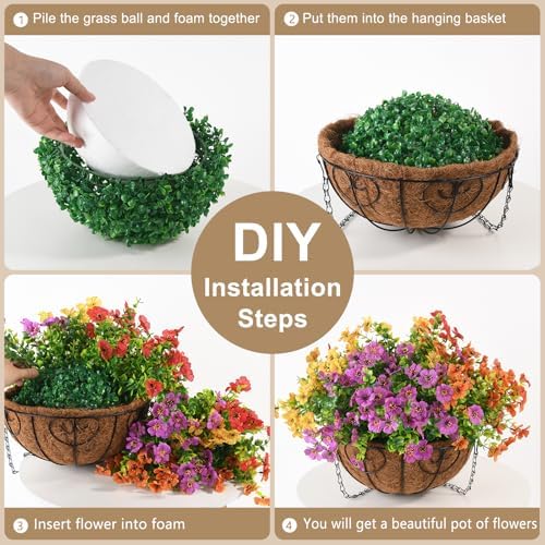 Artificial Hanging Flowers Basket for Outdoor, UV Resistant Plants Daisy - Image 3