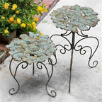 Outdoor Cast Iron Flower Stand, Heavy Duty Cast Iron Potted Plant Stand,Garden Potting Bench Table,Round Potted Plant Stand Rack,Decorative Flower Pot Holder,for Home Garden,Green,Large - Image 5