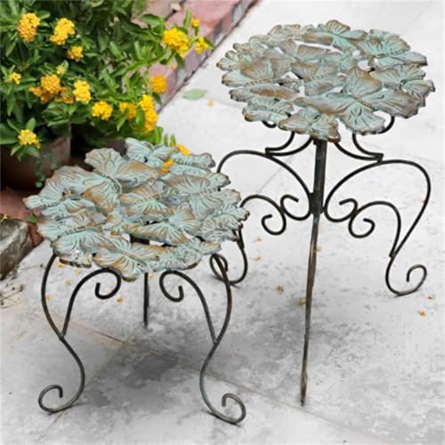 Outdoor Cast Iron Flower Stand, Heavy Duty Cast Iron Potted Plant Stand,Garden Potting Bench Table,Round Potted Plant Stand Rack,Decorative Flower Pot Holder,for Home Garden,Green,Large - Image 5