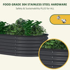 MUPATER 8ftx2ftx1.4ft Raised Garden Bed Outdoor for Vegetables, 9-in-1 Galvanized Metal Planter Box, 17''H Modular Garden Bed Kit Oval for Herbs and Flowers, Grey - Image 3