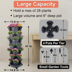 GameXcel Vertical Planter Tower - 7 Tier Stackable Garden Planters with Wheels and Tools Plant Pots for Strawberry Herb Flower and Vegetable Indoor Outdoor Use Dark Gray - Image 4