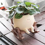 Smily Face Planter Pot Cute Resin Flower Head Planters for Indoor Outdoor Plants Unique Sitting Rocking Chairs Succulent Pots for String of Pearls Plant Live Gift Ideals with Drainage Hole by UMESONG