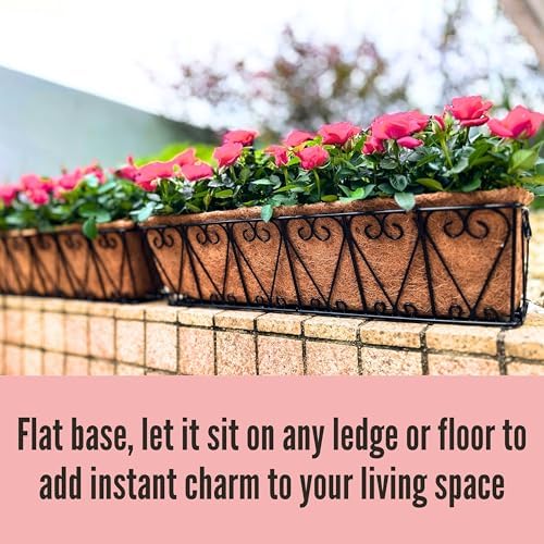 LaLaGreen Balcony Wall Planter (24 in, 2 Pack) Black Coco Liner Trough Box - Image 6