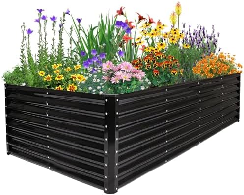 JERIA 8×4×2ft Galvanized Raised，Outdoor Metal Raised Garden Bed, Rectangular Deep Root Planter Box for Vegetables, Flowers, Herbs by JERIA