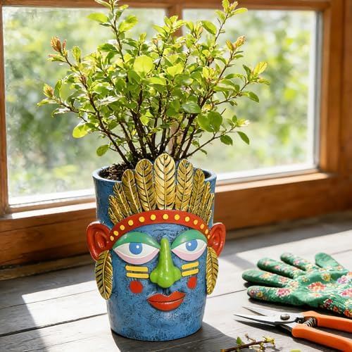 Face Planters - 7inch Abstract Face Planter Pot Unique Plant Pots - Image 7