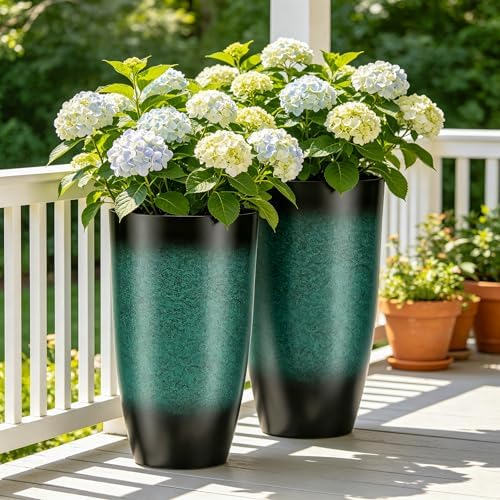 Autodaya 24" Tall Large Outdoor Planters for Plants Set of 2, Faux Ceramic - Image 4