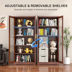 Polup 71" Wood Grain Metal Glass Display Cabinet with Security Lock - Image 5