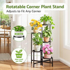 Tall Plant Stand Indoor Outdoor, Corner Metal Flower Pot Stands for Multiple Plants, 5 Tier Heavy Duty Plant Shelf for Patio Garden Balcony Living Room Bedroom - BlackDisk - Image 2