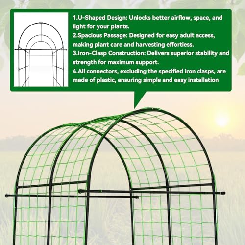Garden Arch Trellis for Climbing Plants Outdoor - 83" H*71" W*43" L (Black) - Image 6