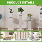 Fsbecl 3Pcs White Fluted Square Wooden Plant Pedestal Display Stands - Image 4