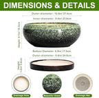 Bonsai Pots 10 Inch - Ceramic Pots for Plants Indoor Outdoor, Succulent Pot with Drainage Hole and Saucer, Large Bonsai Planter, Round Shallow Planter, Office Decor, Gardening Gift, Green - Image 2