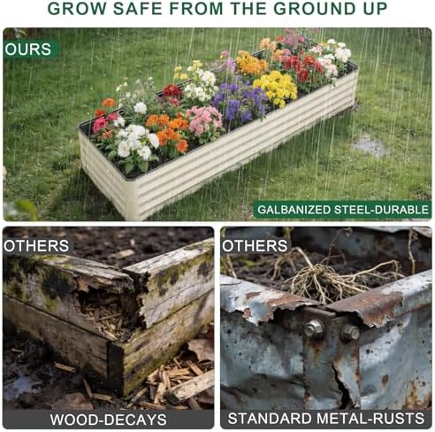 8x2x1 Ft Galvanized Raised Garden Bed (White) - Image 3