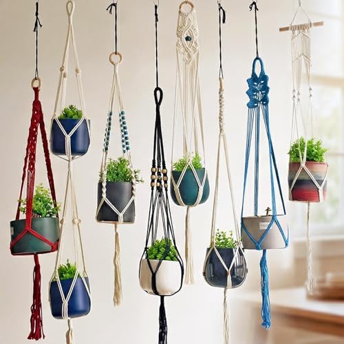 8-Pack Boho Plant Hanger, Macrame Pot Holder,Hanging Planter/Indoor/Balcony/Window Decoration Length 39" (Not Pot and Plant Included) - Image 3