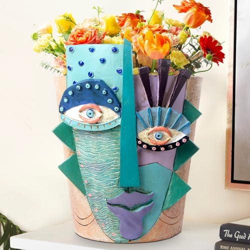 Mrlikale Abstract Face Planter Pots, Unique Head Planter with Drainage Hole by MrlikaleHOMEDECOR